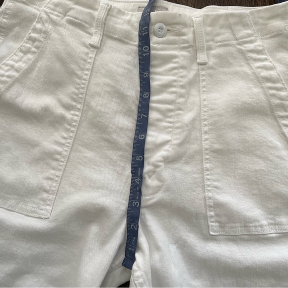 Mother denim patch pocket private ankle fray cutoff raw hem white wide jeans 26 - Picture 9 of 11